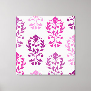 Impressão Em Tela Heart Damask Art I Pinks Plums White
