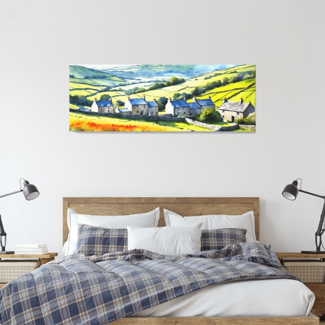 Impressão Em Tela "Hearthdale" Wide Landscape Yorkshire Dales Cena (Insitu(Quarto))
