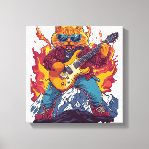 Impressão Em Tela Heavy Meowtal – Camiseta Gráfica do Gato Balançand