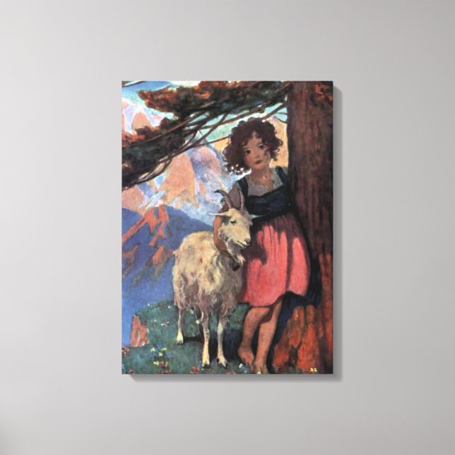 Impressão Em Tela Heidi no topo da montanha por Jessie Willcox Smith (Frente)