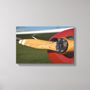 Impressão Em Tela Hélice de madeira do avião vermelho