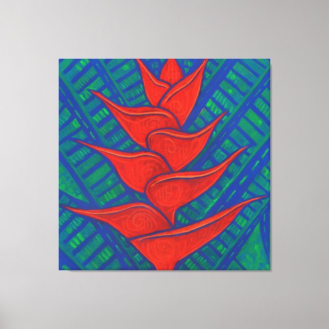 Impressão Em Tela Heliconia Flower, Abstrato de pintura de arte flor (Frente)