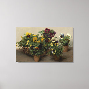 Impressão Em Tela Henri Fantin-Latour Vintage Pansies Purple Yellow