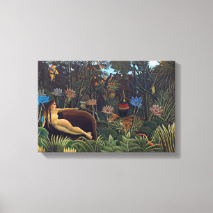Impressão Em Tela Henri Rousseau O Sonho - Mulher da Selva com Anima