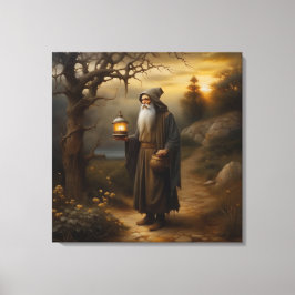 Impressão Em Tela Hermit com uma lanterna. Hermit de tarot