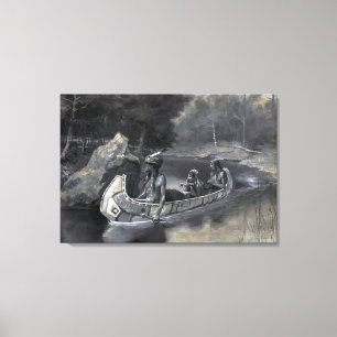 Impressão Em Tela Hiawatha Indian Canoe Ojibwe ou Líder Iroquois