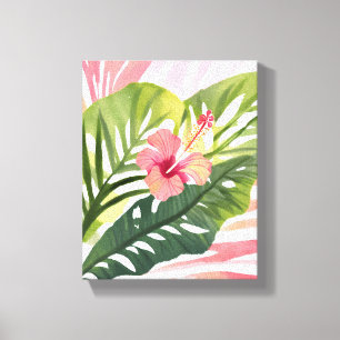 Impressão Em Tela Hibiscus Beleza Flor Tropical Aquarela