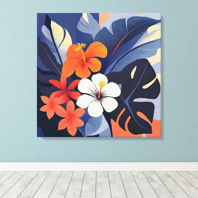 Impressão Em Tela Hibiscus Moderno Havaiano do século médio e Plumer (Insitu(piso de madeira))