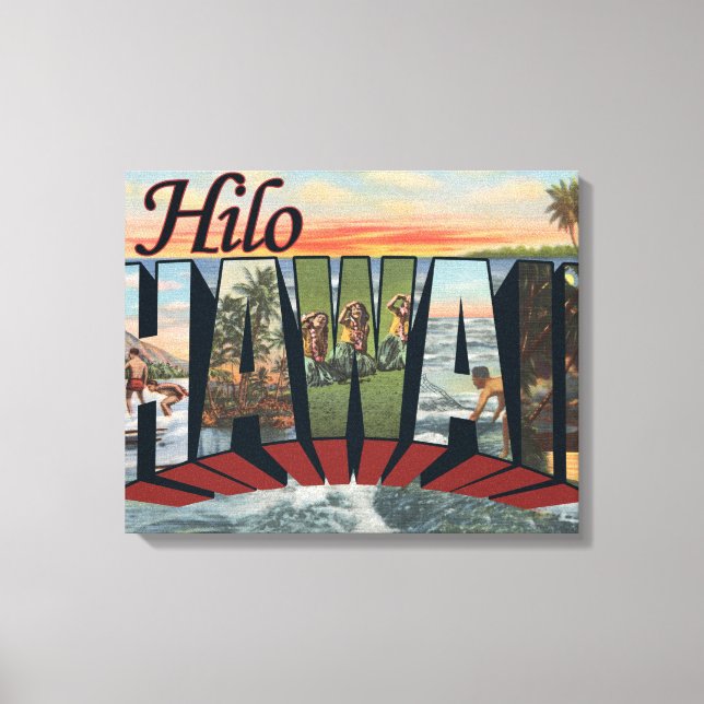 Impressão Em Tela Hilo, HawaiiLarge - Letra ScenesHilo, HI (Frente)