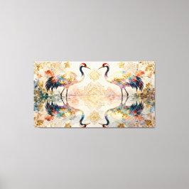 Impressão Em Tela Himmlische Kraniche in Harmonie - Wasserfarben 