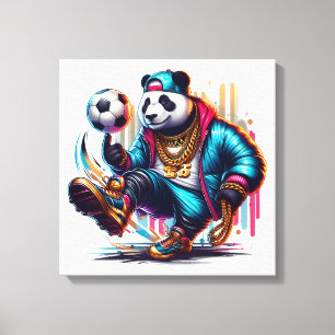 Impressão Em Tela Hip Hop Panda Futebol de Verão Esportes