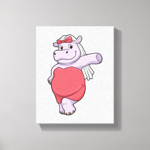 Impressão Em Tela Hippo como Noiva com Véu e Arco