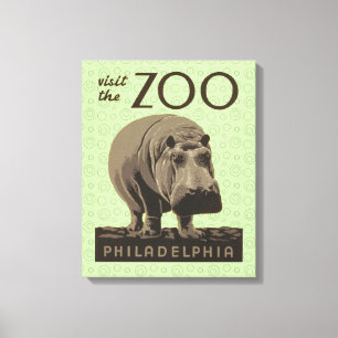 Impressão Em Tela Hippopotamus vintage hippo zoo poster wpa