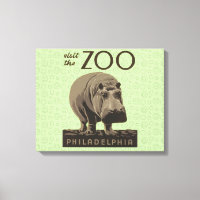 Hippopotamus vintage hippo zoo poster wpa