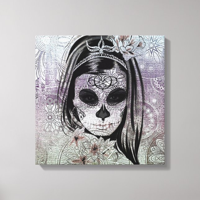 Impressão Em Tela Hipster - Lady Skull (Frente)