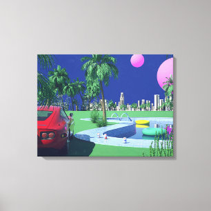 Impressão Em Tela hiroshi nagai pintura cidade pop e avião