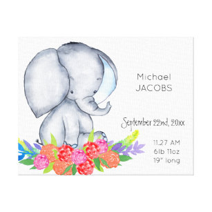 Impressão Em Tela Histórias de Nascimento do Bebê Elefante Bonito