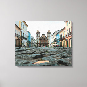 Impressão Em Tela Historic Cobblestones and Colonial Architecture of