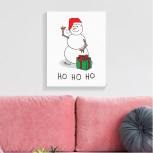 Impressão Em Tela Ho Ho Feliz Papais noeis de Natal Bonito Snowman