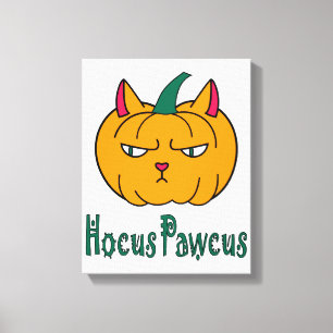 Impressão Em Tela Hocus pawcus Halloween abóbora gengibre magia