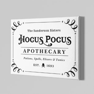 Impressão Em Tela Hocus Pocus Apothecary Vintage Preto e Branco