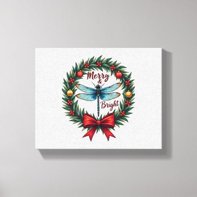 Impressão Em Tela Holiday Wreath Dragonfly (Frente)