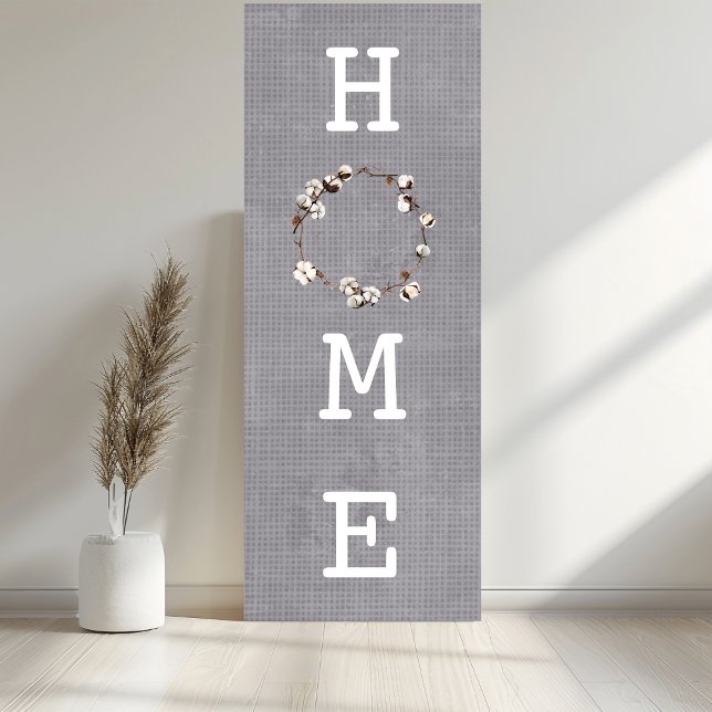 Impressão Em Tela Home Cotton Wreath Rustic Linen Farmhouse (Criador carregado)