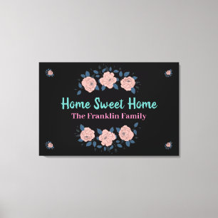 Impressão Em Tela Home Sweet Home Pink Floral Flowers Personalizadas
