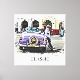 Impressão Em Tela *~* Homem Antiquado do Carro vintage Clássico Retr