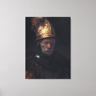 Impressão Em Tela Homem de Rembrandt em capacete de Ouro