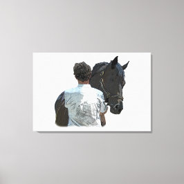 Impressão Em Tela Homem Segurando Tela Esticada De Cavalo Leve