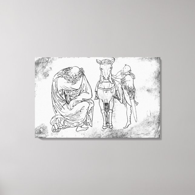 Impressão Em Tela Homem sentado, Cavaleiro montando seu cavalo (Frente)