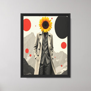 Impressão Em Tela Homem surreal de girassol