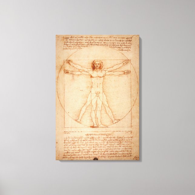 Impressão Em Tela Homem Vitruviano em Tela por Leonardo da Vinci (Frente)