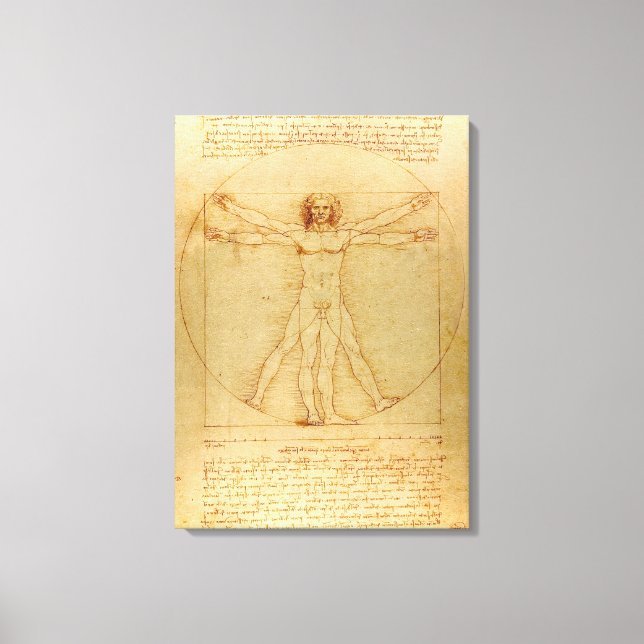 Impressão Em Tela Homem Vitruviano por Leonardo Da Vinci (Frente)