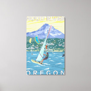 Impressão Em Tela Hood River, surfistas de ORWind & pensionistas do