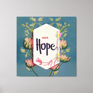 Impressão Em Tela Hope Blooms - Tipografia Floral Elegante