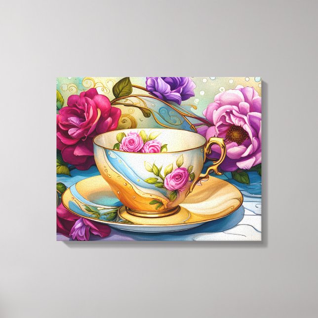 Impressão Em Tela Hora do Chá - Arte da Taa Cup (Frente)