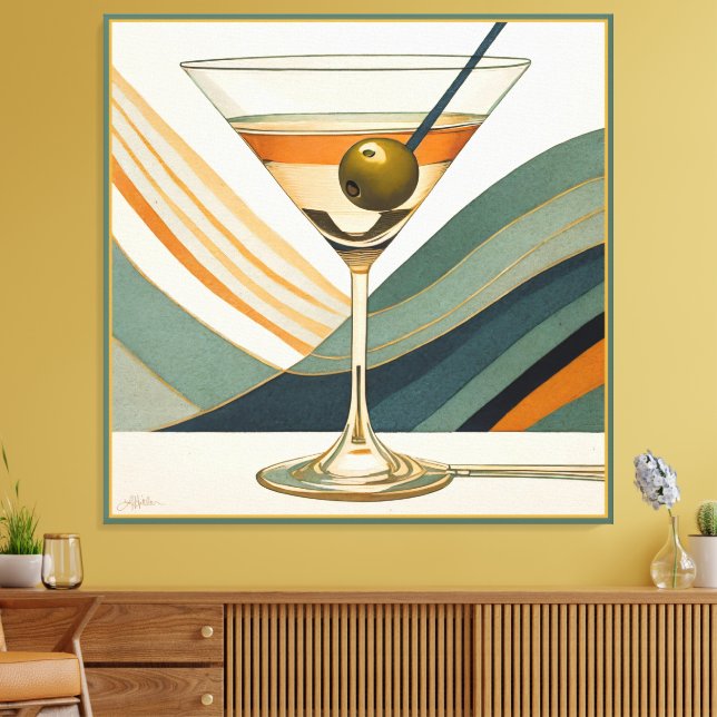 Impressão Em Tela Hora do Coquetel Martini Moderno de Meados do Sécu (Insitu(Sala de estar))