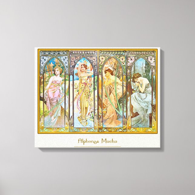 Impressão Em Tela Hora do Dia - Alphonse Mucha (Frente)