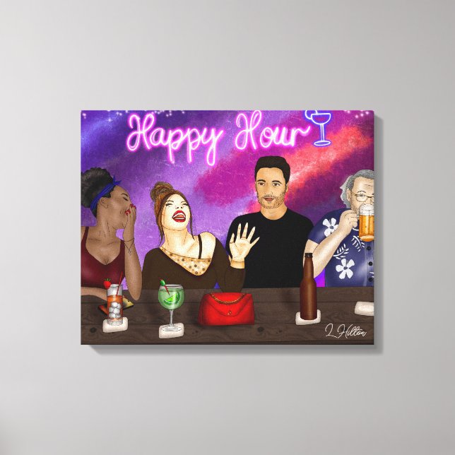 Impressão Em Tela Hora feliz | Arte Digital (Frente)