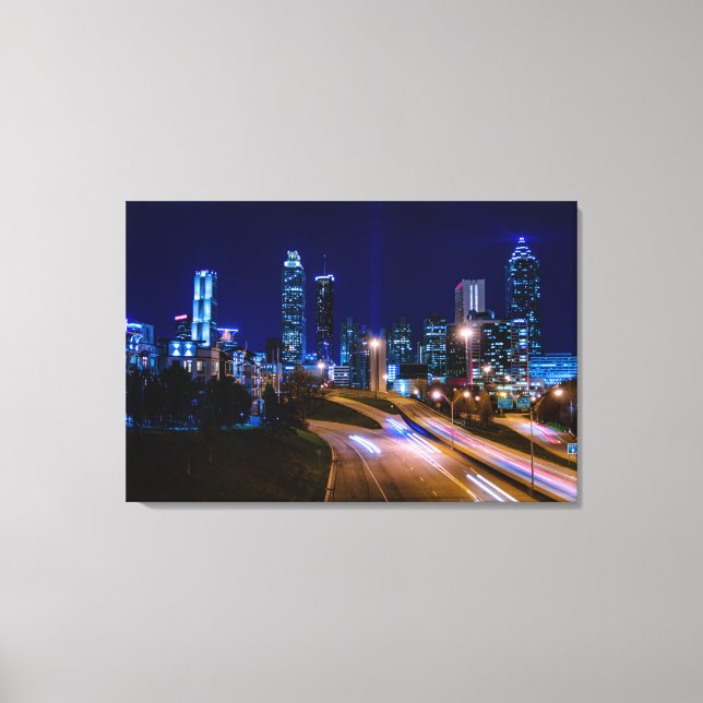 Impressão Em Tela Horizonte de Atlanta à Noite (Frente)