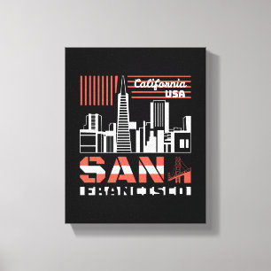 Impressão Em Tela Horizonte de São Francisco Califórnia Retro Urbani