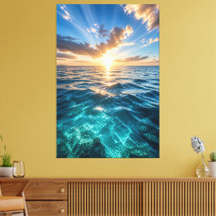 Impressão em Tela Horizonte Dourado Oceano