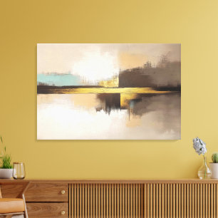Impressão Em Tela Horizonte Dourado – Paisagem Abstrata Minimalista