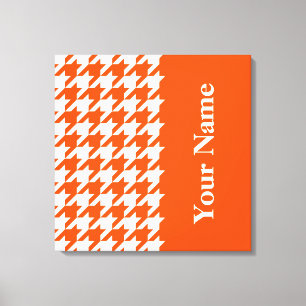 Impressão Em Tela Houndstooth elegante Vermillion com nome