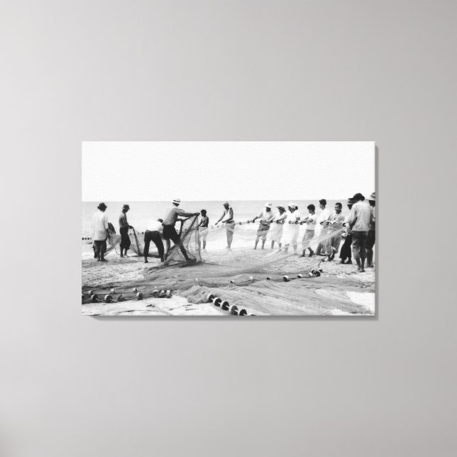 Impressão Em Tela Hukilau Nets men Pesca Fotografia do Surf Havaí (Frente)