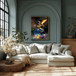 Impressão Em Tela Hummingbird - Perfume Azul Encantado