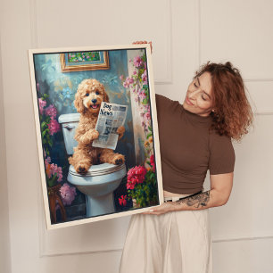 Impressão Em Tela Humor de Banheiro Arte Goldendoodle
