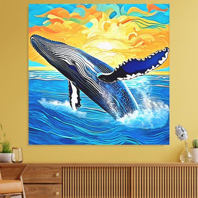 Impressão Em Tela Humpback Sunset Leap Art (Insitu(Sala de estar))